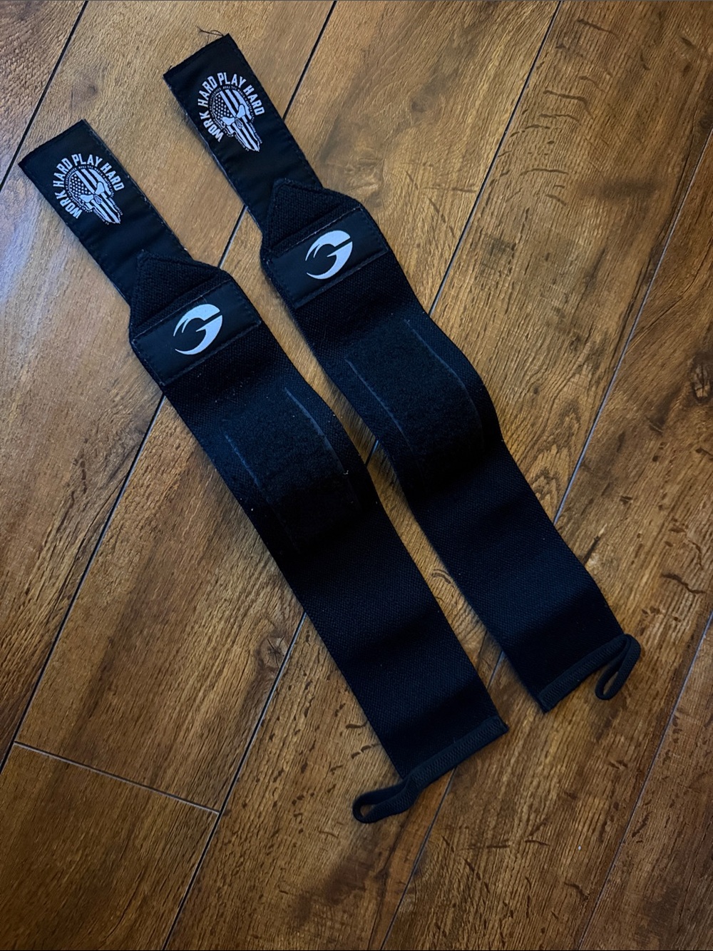 Black Wrist Wraps for Men with Hook Loop - Supportive Gym Straps